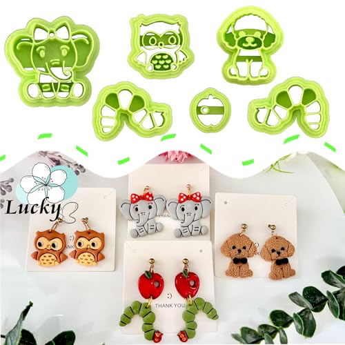 6pcs Animal Shape Polymer Clay Cutter Sets, Spring Clay Cutters for Clay Jewelry, Clay Cutters for Earrings Square, Jewelry Earrings Making