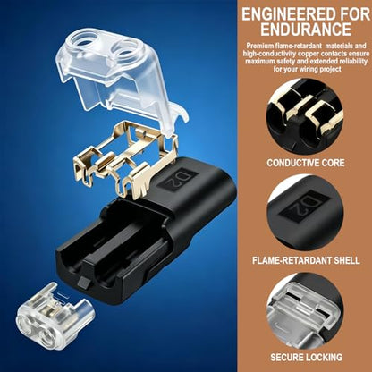 Double Wire Plug Low Voltage Wire Connectors with Locking Buckle