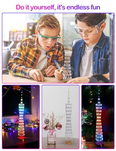 Led Canton Tower Model DIY Electronic Kit, Handmade Soldering Project Kit, 12 Led Circles, Height 38cm. (GZT12) - size: GZT-12 KIT