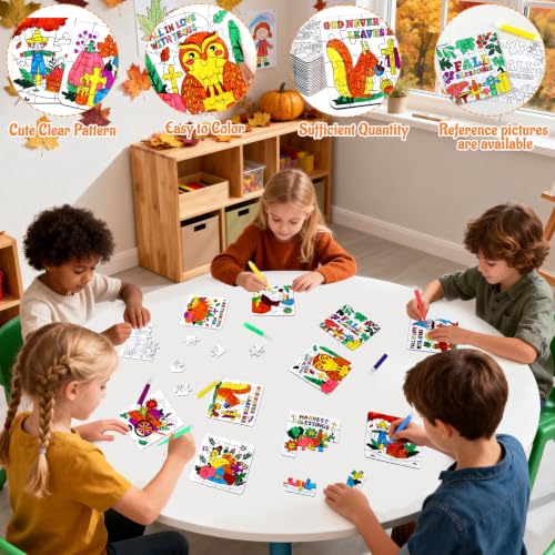 Thanksgiving Fall Crafts for Kids Religious Art Activities Blank Puzzle Toy - color: Fall Thanksgiving Christian Colorful