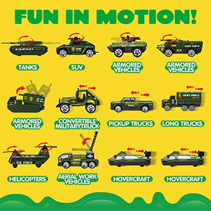 JOYIN 25 in 1 Military Kids Truck Toys for Age 3+, Kids Boy Toys, Army Men Tanks Set with Soldier Men, Mini Battle Cars in Carrier Truck with Lights and Sounds, Gifts for Grandkids - style: Military Truck