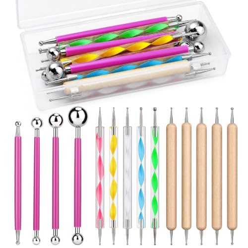 LOKUNN 14 PCS Dotting Tools Ball Styluses Dotting Tools for Painting - size: 14 PCS PINK