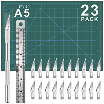 DIYSELF 23 Pack Exacto Knife Set, Hobby Knife Kit for Art, Scrapbooking - color: Green