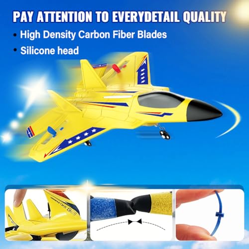 F-22 Raptor 2.4GHz RTF RC Plane 6-Axis Gyro Easy Flying For Kids Beginners - color: Yellow Kf803