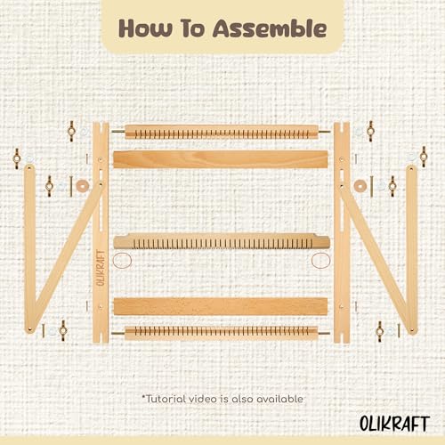 Olikraft Wooden Weaving Loom, Adjustable Stand (Small) - color: Natural Beech, size: Small