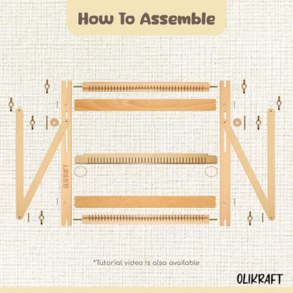 Olikraft Wooden Weaving Loom, Adjustable Stand (Small) - color: Natural Beech, size: Small