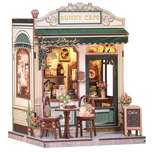 Cutefun Book Nook Kit - DIY Miniature Dollhouse Kit for Adults and Teens - color: Sunny Cafe