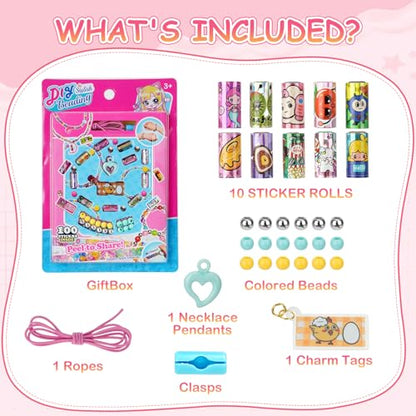 LUKAVIR Bracelet Making Kit, 100PCS Beads and Charm Set - color: 100 PCS