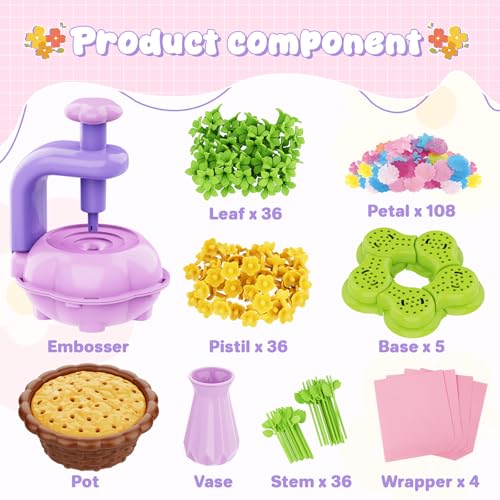 FUNZBO Girls Toys - Flower Bouquet Craft Kits, DIY Arts and Crafts Supplies