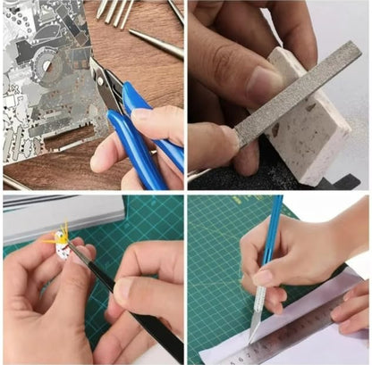 Model Building Tools Kit for Beginners-Hobby Craft Set with Side Cutter (Nippers),Precision Hobby Knife,Sanding Sticks,Tweezers,Basic DIY Repair Supplies ((Beginner Set (9PCS))) - color: (Beginner Set (9pcs))