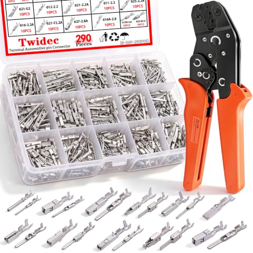 Twidec/290Pcs 21Type Pin Connector Kit and Terminal Pins with Crimping Tool - color: 290PCS + Crimper Tool