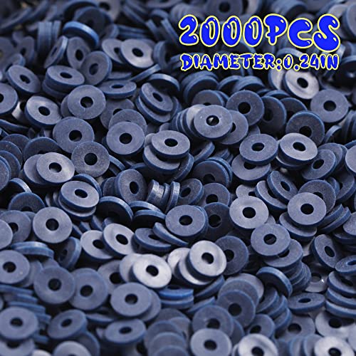 2000pcs Dark Blue Clay Beads for Bracelets Making, Flat Round Polymer Clay Beads 6mm Spacer Heishi Beads for Jewelry Making Earring Bracelets Necklace - color: Dark Blue 12