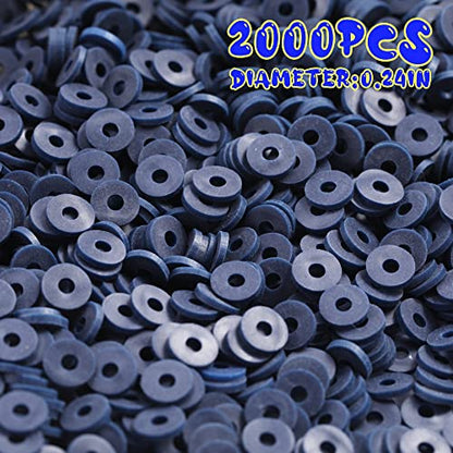 2000pcs Dark Blue Clay Beads for Bracelets Making, Flat Round Polymer Clay Beads 6mm Spacer Heishi Beads for Jewelry Making Earring Bracelets Necklace - color: Dark Blue 12