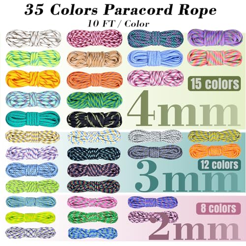 WEREWOLVES Paracord Bracelet Jig Kit, 10FT Parachute Combo Kit - style: Colorful, 10FT-35 Color