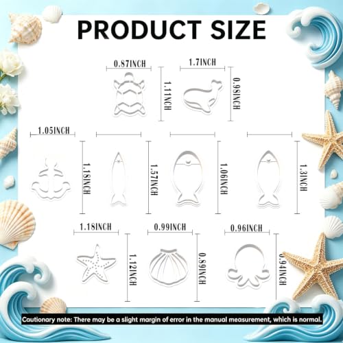 9PCS Ocean Theme Polymer Clay Cutters for Earrings - color: Marine Animals