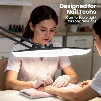 Neatfi XL 2200 Lumens 24W LED Desk Lamp – Shadow-Free Task Lighting | 4-Level Dimming | Home Office & Crafts Use | 20-Inch Wide Head (Space Gray, Non-CCT with Clamp) - color: Space Gray, size: Non-CCT with Clamp