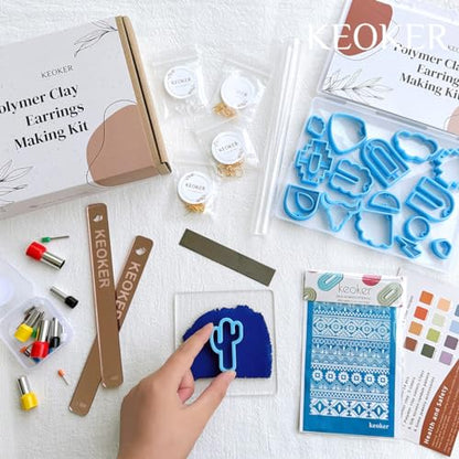 Keoker Polymer Clay Jewelry Making Kit, 103 PCS Clay Earring Making Kit for Teens and Adults, Fashion Designer Kits, Polymer Clay Earrings Kit Crafts, Great Gifts - color: basis