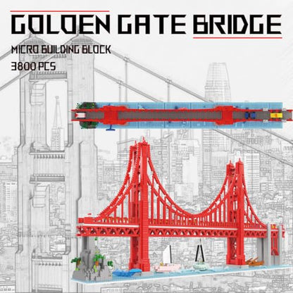 HONLANCH Golden Gate Bridge Micro Building Blocks Set （3800 Pieces）,Landmark Architecture Gift for Adult and Kid