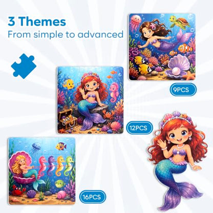 Biarek Mermaid Magnetic Puzzles for Kids 3-5, 37-Piece Travel Set - color: Mermaid - 37 Pieces