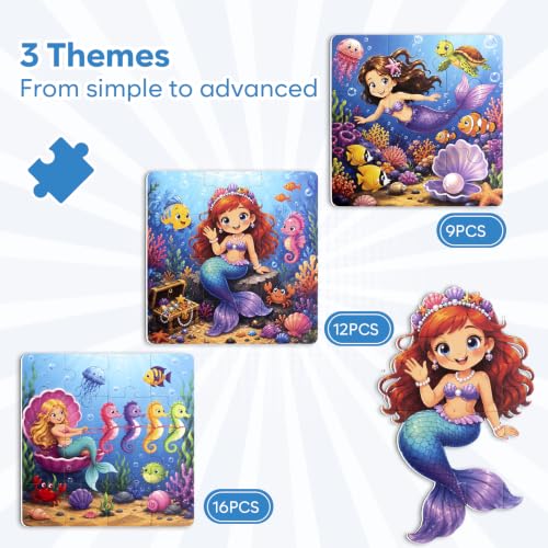 Biarek Mermaid Magnetic Puzzles for Kids 3-5, 37-Piece Travel Set - color: Mermaid - 37 Pieces