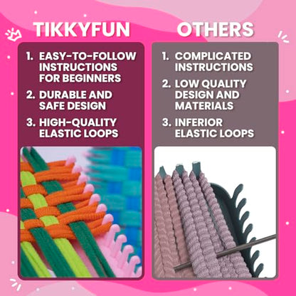 TIKKYFUN Weaving Loom Kit for Kids 2-Person Craft Set with 2 Loom Frames, 288 Loops, 12 Yarn Colors, Potholder Making Kit, Creative DIY Arts & Crafts for Girls Ages 6-12
