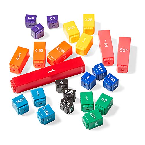 hand2mind Rainbow Fraction Tower Equivalency Cubes, Decimal Fraction Equivalency, Math Blocks, Montessori Math Rods, Fraction Manipulatives, Classroom Manipulatives for Elementary School (51 Pieces) - style: Set of 51