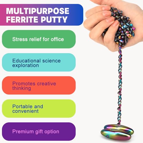 Slime Putty Set, Cool Fidget Magnet Ferrite Putty, Magnetic Stones Eggs with Rattle Oval Magnet, Novelty EDC Desk Gadget Slime Putty & Science Kit Gift - color: Multicolored