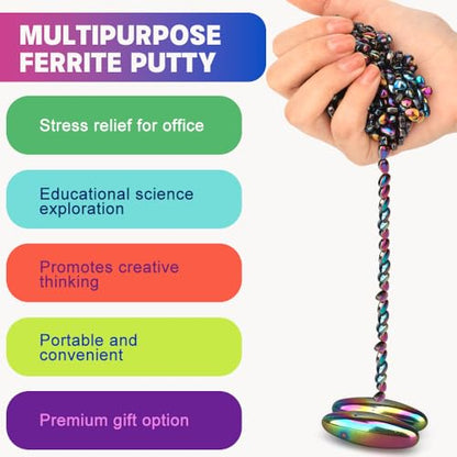Slime Putty Set, Cool Fidget Magnet Ferrite Putty, Magnetic Stones Eggs with Rattle Oval Magnet, Novelty EDC Desk Gadget Slime Putty & Science Kit Gift - color: Multicolored