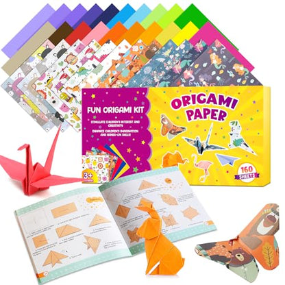 Pigipigi Kids Craft Origami Paper | 160 Pcs Origami Kit for Kids Ages 5-12