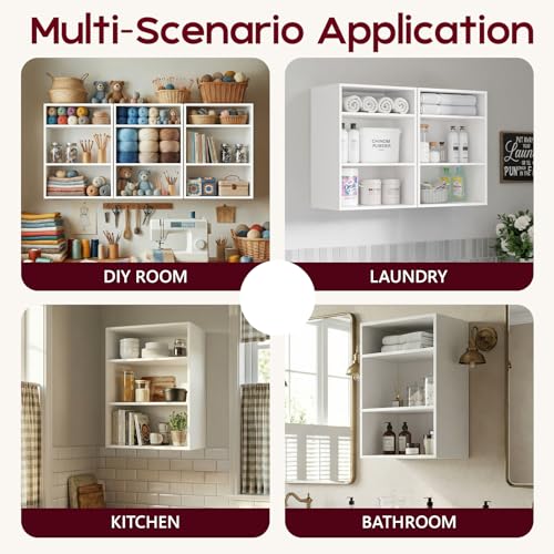 FIMELLO 15.8’’W*11’’D*23.6’’H Sewing Storage Cabinet Wall Mounted, Craft Storage Cabinet with Adjustable Shelf, Hobby Storage Cabinet, Craft Shelving for Sewing Organization, Display Shelf, White - size: 15.8’’W * 1pcs