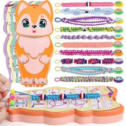 FUNiOi Bracelet Making Kit for Girls 8-10 12 Year Old - DIY Friendship Bracelets Crafts Toys for Kids Ages 6, 7+, Cool Birthday Gift Idea - Cute Squirrel Appearance Bracelet String Maker - size: Friendship Bracelet Kit