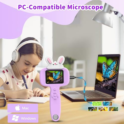 BLACKROOT Microscope for Kids, 2.4" Handheld Digital Pocket Microscope - color: Purple