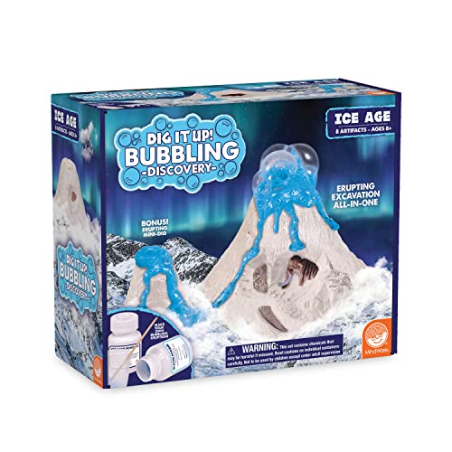MindWare Dig It Up! Bubbling Ice Age Discovery: Glacial Volcano Fossil Discovery Dig Kit – Make the Volcano Erupt and Then Excavate 7 Artifacts – Educational Activity for Kids & Teens – Ages 8 & Up