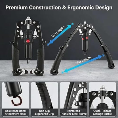 Adjustable Hydraulic Arm Trainer | 22-440lbs Power Twister & Chest Exerciser with AB Roller, 3-in-1 Home Gym Equipment for Upper Body Strength Training for Men Women