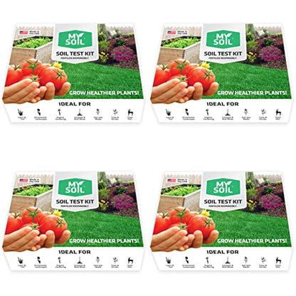 MySoil Soil Test Kit 4 Pack, Unlock Your Lawn & Garden Potential, Complete & Accurate Nutrient and pH Analysis with Recommendations Tailored to Your Soil and Plant Needs - size: 4 Kits