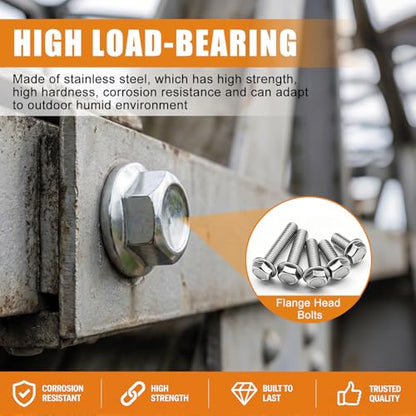 mankk 200PCS Flange Head Bolts Assortment Kit M8x1.25 Bolt (Length 16/20/25/30/35mm) Metric Bolt Stainless Steel Hex Head Bolts and Serrated Flange Nuts Kit Full Thread M8 Bolt - size: 200PCS M8, style: Flange Bolt