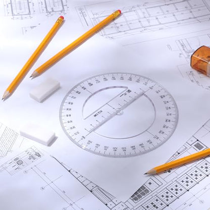 2 Pack 360 Degree Protractor, 6 Inch Multifunctional Drawing Ruler, Classic - style: Classic
