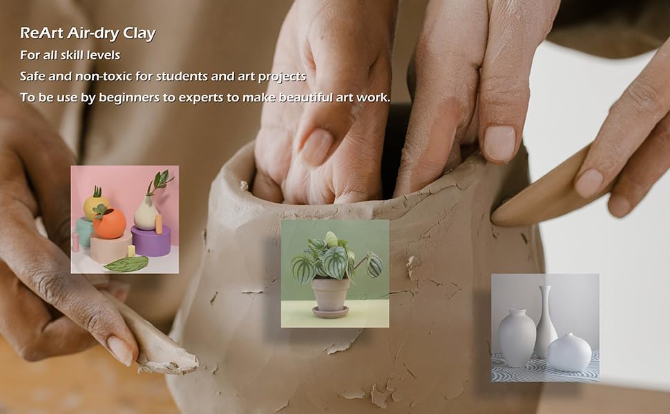 ReArt Natural Air-Dry Clay, Pottery Clay, All-Purpose Modeling Clay 20lbs for Sculpting (Terracotta) - color: Terracotta