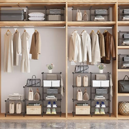 AWTATOS Closet Organizer 8 Cube Storage Shelves, Grey - color: Grey