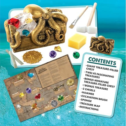 MindWare Dig It Up Discoveries Pirate Mystery Treasure Chest: Giant Discovery Project for Kids – Dig Up 13 Treasures – Includes a Bonus Dig, 2 Chisels and 1 Poster Filled with Pirate Facts and Lore