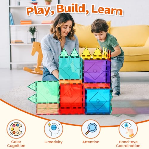 8 Piece Large Square Shape Magnetic Tiles Kids Toys for Kids Ages 3-5 4-8 - style: Large Magnetic Tiles