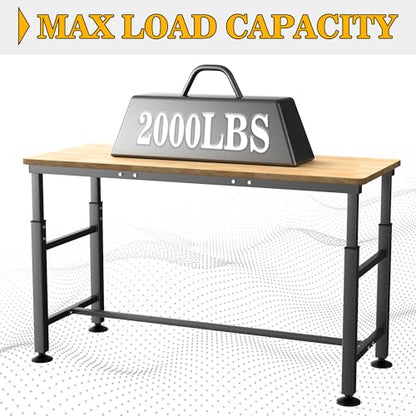 Ultrawall Workbench for Garage, Adjustable Height Work Table 60 x 23.5 inch - size: 60 x 23.5 inch
