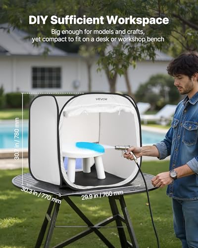 VEVOR Portable Paint Booth Tent, 28.3 x 28.5 x 29.5 inch Pop-Up Portable Spray Paint Tent with Mesh Door, Spray Painting Tents for Cabinets, Chairs, Models, Tables, Pop-Up Design, Efficient Airflow - size: L30*W30*H30inch