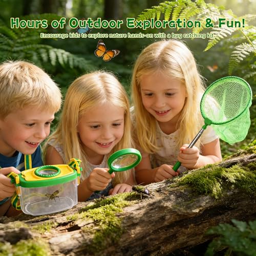 Kids Gardening Tools and Bug Catcher Kit with Wheelbarrow Sets, Ages 2 3+ - color: Green-18pcs