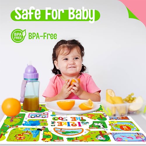 6 Pack Placemats for Kids, Non-Slip Washable, Reusable Animals, Alphabet, Dinosaur, Universe, Ocean Themed Educational Placemats for Home, Kindergarten, Classroom, Nursery - style: Style-C