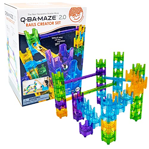 MindWare Q-BA-Maze Rails Creator Set The Next Generation Marble Maze Kids Toys - STEM Marble Run - Recommended for Ages 6+ - Educational Gift for Boys and Girls