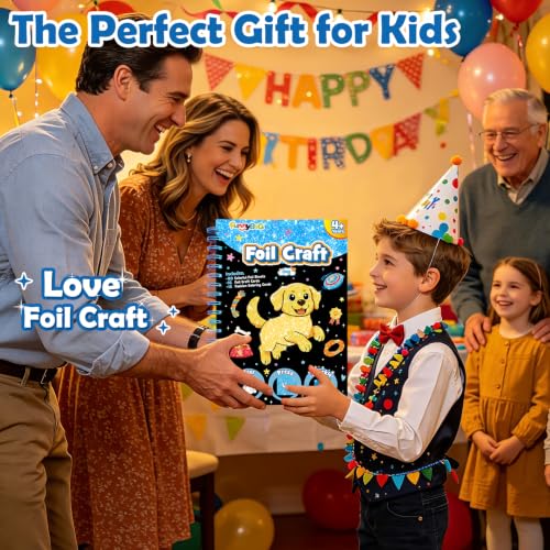 FUNNYB&G Foil Art Craft Kit for Kids, Sparkly Birthday Gift Toy for Kids - style: Dog