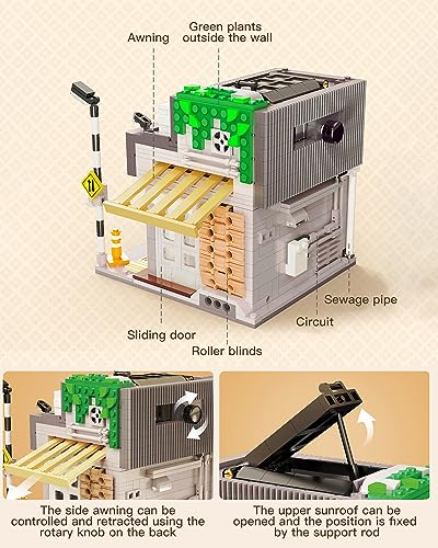 Summer Breeze Japanese Café Building Block Set, MOC Kyoto Street View with Lights, Japanese Architecture Construction Model, Gift for Adults(1108PCS) - style: Japanese Summer Coffee