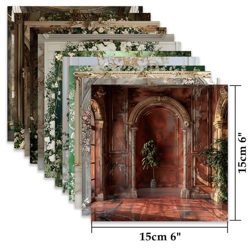 24 Sheets 6"x6" Scrapbook Paper Single-Sided Pattern Decorative Paper - color: 24 sheets-Palace Door