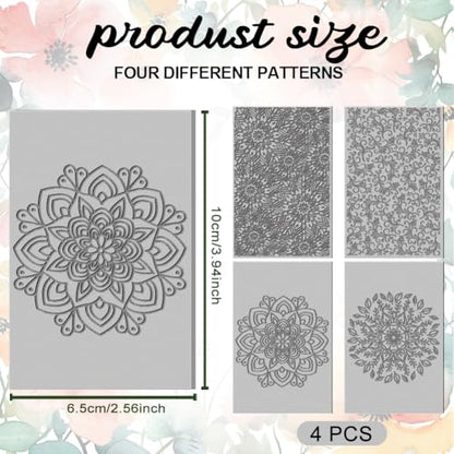 4PCS Polymer Clay Texture Sheets Set for Using with Clay Cutters Boho Clay Mat Effect as Texture Roller DIY Craft Tools Earing Jewelry Making - style: Mandala Theme-4pcs